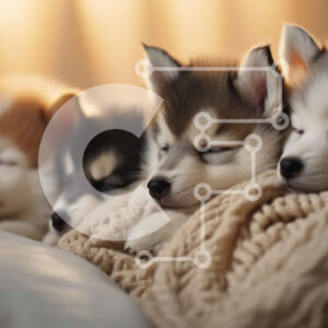 Intra Συλλεκτικό Ξύλινο Παζλ Plywood  4mm - Άνετη εικόνα κουταβιών που κοιμούνται μαζί σε μπεζ κουβέρτα Σε Ξύλινο Κουτί - Διαστάσεις: 10x10 cm – 25 κομμάτια