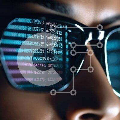 Intra Συλλεκτικό Ξύλινο Παζλ Plywood  4mm - Γυναίκα που φοράει γυαλιά ηλίου ψηφιακών δεδομένων Σε Ξύλινο Κουτί - Διαστάσεις Puzzle: 10x10 cm – 25 κομμάτια - Image 1