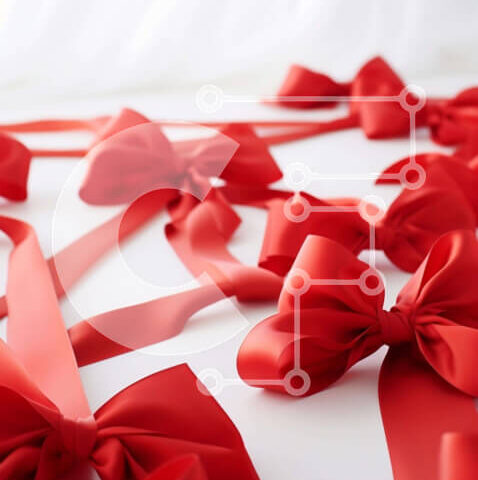 Intra Συλλεκτικό Ξύλινο Παζλ Plywood  4mm - Κομψοί κόκκινοι φιόγκοι και κορδέλες για συσκευασία δώρου Σε Ξύλινο Κουτί - Διαστάσεις Puzzle: 10x10 cm – 25 κομμάτια - Image 1