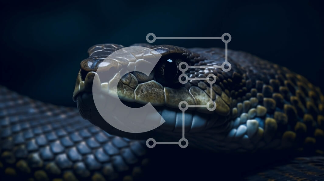 Intra Συλλεκτικό Ξύλινο Παζλ Plywood  4mm - Κοντινή εικόνα του φιδιού με το κεφάλι γερμένο προς την κάμερα Σε Ξύλινο Κουτί - Διαστάσεις: 10x10 cm – 25 κομμάτια