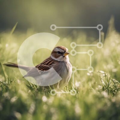 Intra Συλλεκτικό Ξύλινο Παζλ Plywood  4mm - Σπουργίτι στο γρασίδι σε ένα χωράφι Σε Ξύλινο Κουτί - Διαστάσεις: 10x10 cm – 25 κομμάτια - Image 1