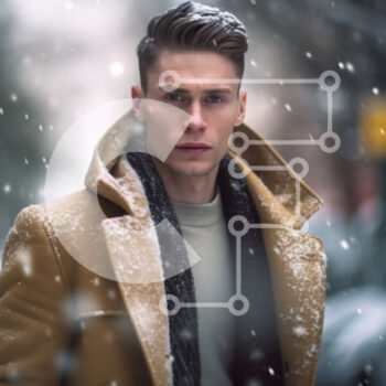 Intra Συλλεκτικό Ξύλινο Παζλ Plywood  4mm - Χειμερινή σκηνή: Άνθρωπος που κοιτάζει την απόσταση στη Snowy Street Σε Ξύλινο Κουτί - Διαστάσεις Puzzle: 10x10 cm – 25 κομμάτια - Image 1