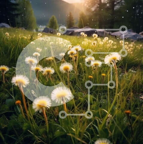 Intra Συλλεκτικό Ξύλινο Παζλ Plywood 4mm - Όμορφη εικόνα ενός χωραφιού με πικραλίδες στο φως του ήλιου Σε Ξύλινο Κουτί - Διαστάσεις: 10x10 cm – 25 κομμάτια - Image 1