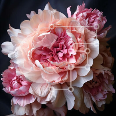 Intra Συλλεκτικό Ξύλινο Παζλ Plywood  4mm - Εκπληκτική εικόνα της ανθοδέσμης με ροζ παιώνιες σε σκούρο φόντο Σε Ξύλινο Κουτί - Διαστάσεις: 10x10 cm – 25 κομμάτια - Image 1