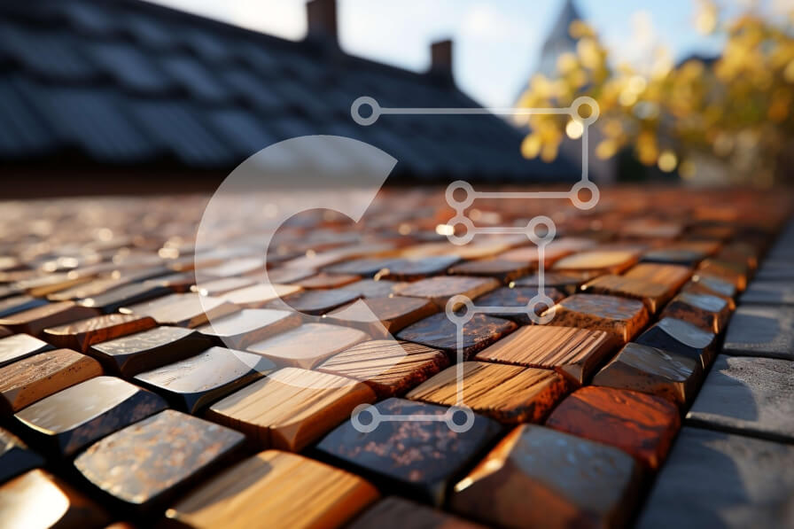 Intra Συλλεκτικό Ξύλινο Παζλ Plywood  4mm - Όμορφη κινηματογράφηση σε πρώτο πλάνο ξύλινης στέγης βότσαλα με μείγμα χρωμάτων Σε Ξύλινο Κουτί - Διαστάσεις Puzzle: 10x10 cm – 25 κομμάτια