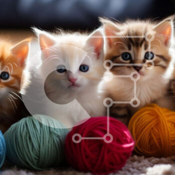 Intra Συλλεκτικό Ξύλινο Παζλ Plywood  4mm - Αξιολάτρευτα γατάκια που παίζουν με μπάλες νήματος Σε Ξύλινο Κουτί - Διαστάσεις: 10x10 cm – 25 κομμάτια - Image 1