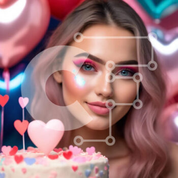 Intra Συλλεκτικό Ξύλινο Παζλ Plywood  4mm - Νεαρή γυναίκα που γιορτάζει με ένα κέικ σε σχήμα καρδιάς Σε Ξύλινο Κουτί - Διαστάσεις Puzzle: 10x10 cm – 25 κομμάτια - Image 1