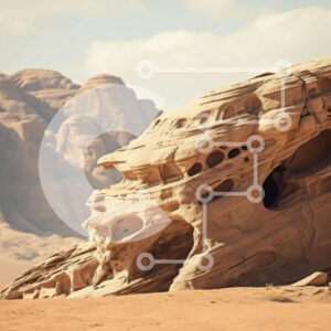 Intra Συλλεκτικό Ξύλινο Παζλ Plywood  4mm - Σχηματισμός βράχου στο εθνικό πάρκο Wadi Rum Σε Ξύλινο Κουτί - Διαστάσεις: 10x10 cm – 25 κομμάτια