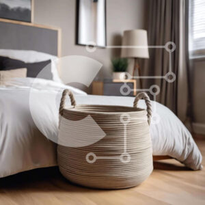 Intra Συλλεκτικό Ξύλινο Παζλ Plywood  4mm - Κομψό υπνοδωμάτιο με κρεβάτι, καλάθι αποθήκευσης και φωτιστικό Σε Ξύλινο Κουτί - Διαστάσεις Puzzle: 10x10 cm – 25 κομμάτια