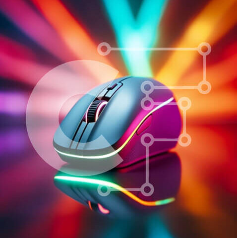 Intra Συλλεκτικό Ξύλινο Παζλ Plywood 4mm - Πολύχρωμο ποντίκι υπολογιστή με εφέ φωτός Σε Ξύλινο Κουτί - Διαστάσεις Puzzle: 10x10 cm – 25 κομμάτια - Image 1