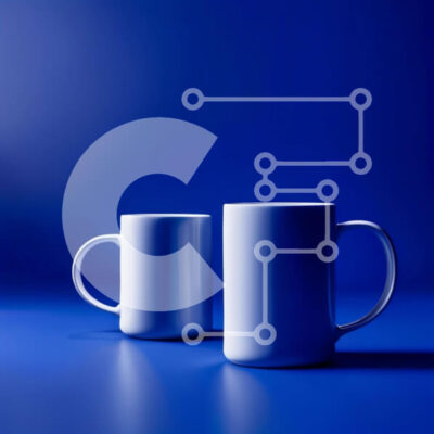 Intra Συλλεκτικό Ξύλινο Παζλ Plywood  4mm - Όμορφη εικόνα δύο λευκών κούπες σε μπλε επιφάνεια Σε Ξύλινο Κουτί - Διαστάσεις: 10x10 cm – 25 κομμάτια - Image 1