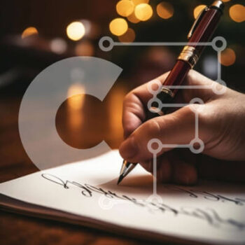 Intra Συλλεκτικό Ξύλινο Παζλ Plywood  4mm - Άνετη χριστουγεννιάτικη σκηνή με πρόσωπο που γράφει στο σημειωματάριο Σε Ξύλινο Κουτί - Διαστάσεις: 10x10 cm – 25 κομμάτια - Image 1