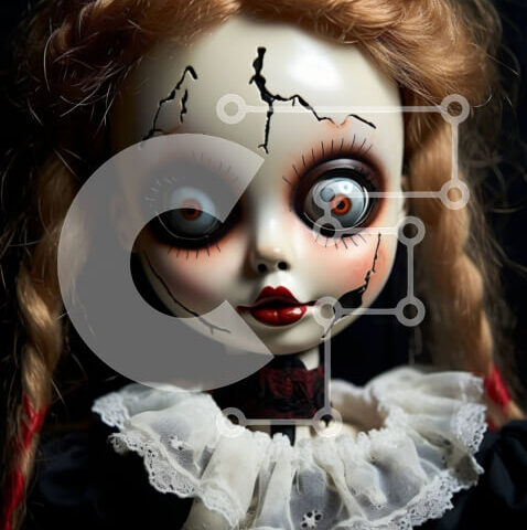 Intra Συλλεκτικό Ξύλινο Παζλ Plywood 4mm - Απόκοσμη κούκλα με σκούρα μαλλιά και καστανοκόκκινα μάτια Σε Ξύλινο Κουτί - Διαστάσεις Puzzle: 10x10 cm – 25 κομμάτια - Image 1