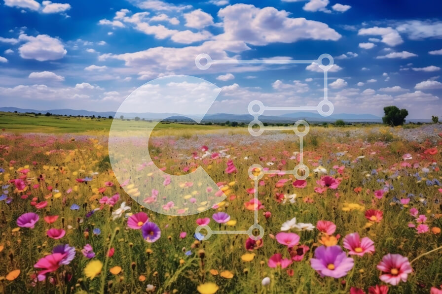 Intra Συλλεκτικό Ξύλινο Παζλ Plywood  4mm - Όμορφη εικόνα ενός χωραφιού με αγριολούλουδα μια ηλιόλουστη μέρα Σε Ξύλινο Κουτί - Διαστάσεις: 10x10 cm – 25 κομμάτια