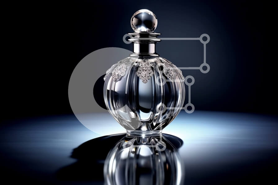 Intra Συλλεκτικό Ξύλινο Παζλ Plywood  4mm - Κομψό διαφανές γυάλινο μπουκάλι αρώματος με περίπλοκα σχέδια Σε Ξύλινο Κουτί - Διαστάσεις Puzzle: 10x10 cm – 25 κομμάτια