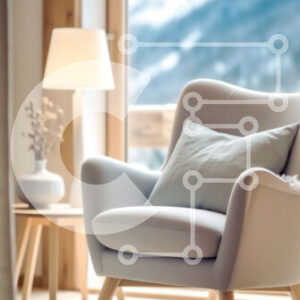 Intra Συλλεκτικό Ξύλινο Παζλ Plywood  4mm - Κομψό σαλόνι με λευκή δερμάτινη καρέκλα και ξύλινο τραπεζάκι σαλονιού Σε Ξύλινο Κουτί - Διαστάσεις Puzzle: 10x10 cm – 25 κομμάτια