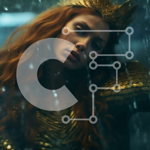 Intra Συλλεκτικό Ξύλινο Παζλ Plywood  4mm - Σοβαρή γυναίκα με κόκκινα μαλλιά που φορά ένα στέμμα που στέκεται στη βροχή Σε Ξύλινο Κουτί - Διαστάσεις Puzzle: 10x10 cm – 25 κομμάτια - Image 1