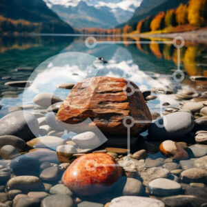 Intra Συλλεκτικό Ξύλινο Παζλ Plywood  4mm - Όμορφη εικόνα του βράχου στην ορεινή λίμνη με καθαρά νερά και φύλλωμα πτώσης Σε Ξύλινο Κουτί - Διαστάσεις: 10x10 cm – 25 κομμάτια