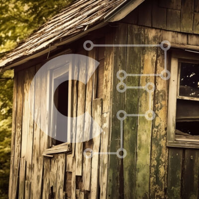 Intra Συλλεκτικό Ξύλινο Παζλ Plywood 4mm - Εγκαταλελειμμένη παράγκα στο δάσος με ξεφλουδισμένη μπογιά και σπασμένο παράθυρο Σε Ξύλινο Κουτί - Διαστάσεις Puzzle: 10x10 cm – 25 κομμάτια - Image 1