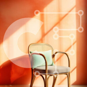 Intra Συλλεκτικό Ξύλινο Παζλ Plywood  4mm - Ζωντανή εσωτερική διακόσμηση με πορτοκαλί τοίχο και ψάθινη καρέκλα Σε Ξύλινο Κουτί - Διαστάσεις Puzzle: 10x10 cm – 25 κομμάτια