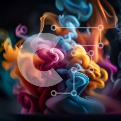 Intra Συλλεκτικό Ξύλινο Παζλ Plywood  4mm - Κοντινή εικόνα του πολύχρωμου στροβιλισμού καπνού σε μαύρο φόντο Σε Ξύλινο Κουτί - Διαστάσεις Puzzle: 10x10 cm – 25 κομμάτια - Image 1