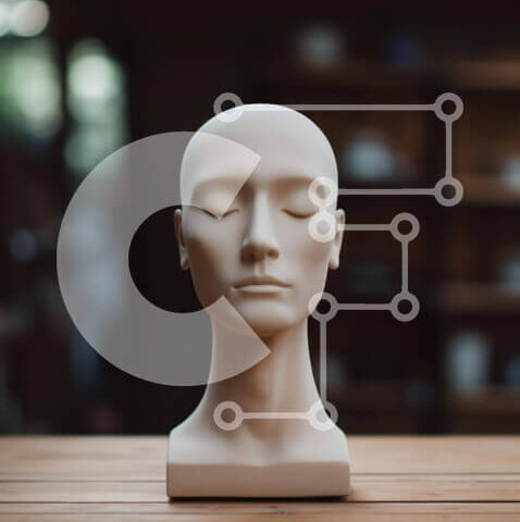 Intra Συλλεκτικό Ξύλινο Παζλ Plywood  4mm - Κλειστό κεφάλι μανεκέν σε ξύλινο τραπέζι Σε Ξύλινο Κουτί - Διαστάσεις: 10x10 cm – 25 κομμάτια - Image 1