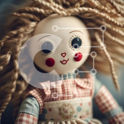 Intra Συλλεκτικό Ξύλινο Παζλ Plywood  4mm - Κοντινό πλάνο χαμογελαστή κούκλας με κόκκινο και λευκό καρό φόρεμα Σε Ξύλινο Κουτί - Διαστάσεις: 10x10 cm – 25 κομμάτια - Image 1