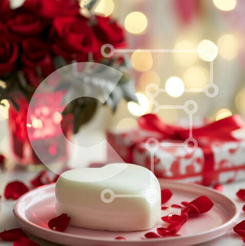 Intra Συλλεκτικό Ξύλινο Παζλ Plywood  4mm - Ρομαντικό τραπέζι με ροδοπέταλα και κόκκινα τριαντάφυλλα Σε Ξύλινο Κουτί - Διαστάσεις Puzzle: 10x10 cm – 25 κομμάτια - Image 1