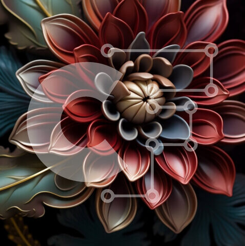 Intra Συλλεκτικό Ξύλινο Παζλ Plywood  4mm - Έργο τέχνης από χάρτινο λουλούδι - Κόκκινη και χρυσή πικραλίδα Σε Ξύλινο Κουτί - Διαστάσεις Puzzle: 10x10 cm – 25 κομμάτια - Image 1