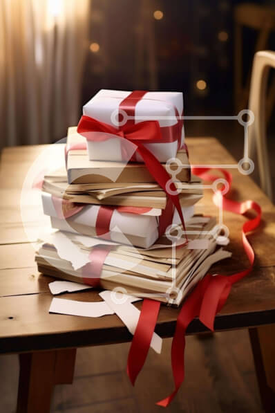 Intra Συλλεκτικό Ξύλινο Παζλ Plywood  4mm - Βιβλία τυλιγμένα με κόκκινη κορδέλα σε ξύλινο τραπέζι Σε Ξύλινο Κουτί - Διαστάσεις: 10x10 cm – 25 κομμάτια