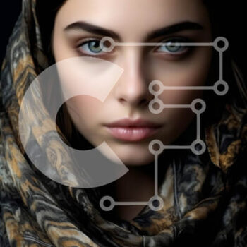 Intra Συλλεκτικό Ξύλινο Παζλ Plywood  4mm - Όμορφη γυναίκα με χαλαρά κύματα και ένα κομψό κασκόλ Σε Ξύλινο Κουτί - Διαστάσεις Puzzle: 10x10 cm – 25 κομμάτια - Image 1