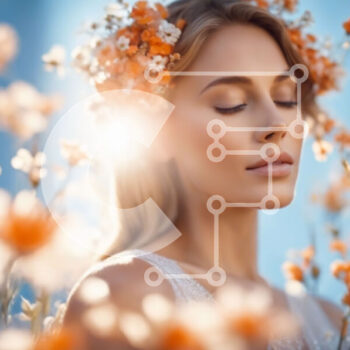 Intra Συλλεκτικό Ξύλινο Παζλ Plywood  4mm - Νεαρή γυναίκα με πορτοκαλί λουλούδι χωράφι με λουλούδια στα μαλλιά Σε Ξύλινο Κουτί - Διαστάσεις Puzzle: 10x10 cm – 25 κομμάτια - Image 1