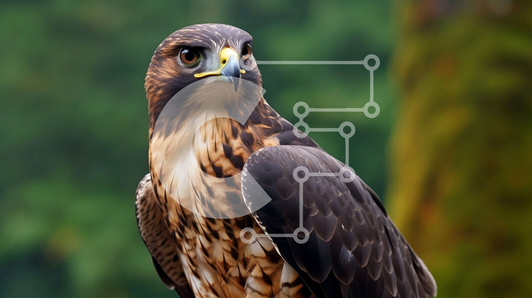 Intra Συλλεκτικό Ξύλινο Παζλ Plywood  4mm - Όμορφη κοντινή εικόνα ενός γερακιού με καφέ και κίτρινα φτερά Σε Ξύλινο Κουτί - Διαστάσεις: 10x10 cm – 25 κομμάτια