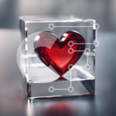 Intra Συλλεκτικό Ξύλινο Παζλ Plywood  4mm - Διαφανής γυάλινος κύβος με κόκκινη καρδιά μέσα Σε Ξύλινο Κουτί - Διαστάσεις Puzzle: 10x10 cm – 25 κομμάτια - Image 1