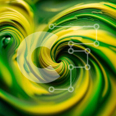 Intra Συλλεκτικό Ξύλινο Παζλ Plywood 4mm - Αφηρημένη εικόνα του στροβιλιζόμενου υγρού σε ζωηρά πράσινα και κίτρινα χρώματα Σε Ξύλινο Κουτί - Διαστάσεις Puzzle: 10x10 cm – 25 κομμάτια - Image 1