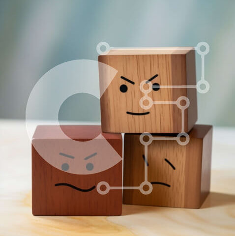 Intra Συλλεκτικό Ξύλινο Παζλ Plywood 4mm - Αφηρημένη εικόνα ξύλινων μπλοκ με σκαλισμένα πρόσωπα Σε Ξύλινο Κουτί - Διαστάσεις Puzzle: 10x10 cm – 25 κομμάτια - Image 1