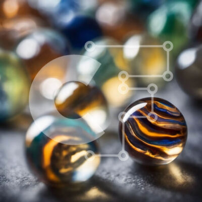 Intra Συλλεκτικό Ξύλινο Παζλ Plywood  4mm - Πολύχρωμα μάρμαρα τοποθετημένα σε κύκλο Σε Ξύλινο Κουτί - Διαστάσεις Puzzle: 10x10 cm – 25 κομμάτια - Image 1