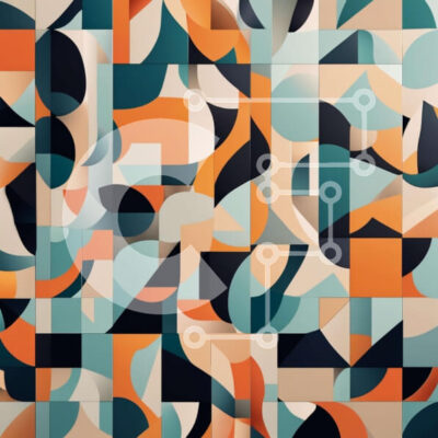 Intra Συλλεκτικό Ξύλινο Παζλ Plywood  4mm - Αφηρημένο γεωμετρικό σχέδιο σε αποχρώσεις του μπλε, πορτοκαλί και λευκού Σε Ξύλινο Κουτί - Διαστάσεις Puzzle: 10x10 cm – 25 κομμάτια - Image 1