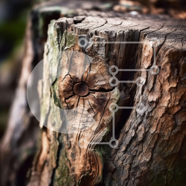 Intra Συλλεκτικό Ξύλινο Παζλ Plywood  4mm - Κοντινή λήψη με ξεπερασμένο κούτσουρο δέντρου με μεγάλο κόμπο Σε Ξύλινο Κουτί - Διαστάσεις: 10x10 cm – 25 κομμάτια