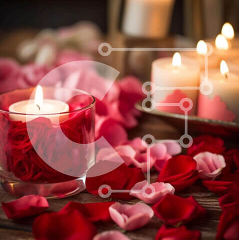 Intra Συλλεκτικό Ξύλινο Παζλ Plywood  4mm - Ρομαντικό τραπέζι υπό το φως των κεριών με ροδοπέταλα Σε Ξύλινο Κουτί - Διαστάσεις Puzzle: 10x10 cm – 25 κομμάτια - Image 1