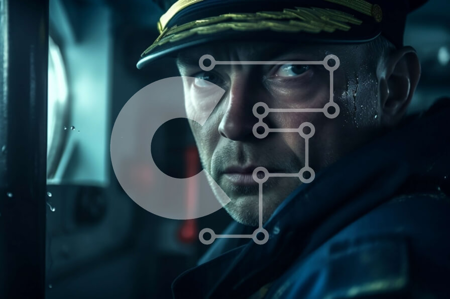 Intra Συλλεκτικό Ξύλινο Παζλ Plywood  4mm - Σοβαρός καπετάνιος του Πολεμικού Ναυτικού με στολή που κοιτάζει έξω στη θάλασσα από το δωμάτιο με χαμηλό φωτισμό Σε Ξύλινο Κουτί - Διαστάσεις Puzzle: 10x10 cm – 25 κομμάτια