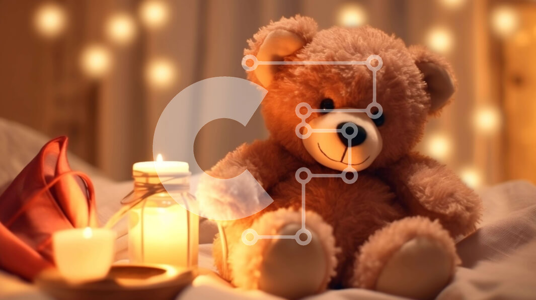 Intra Συλλεκτικό Ξύλινο Παζλ Plywood  4mm - Καφέ αρκουδάκι με ανοιχτό κερί και τσάντα στο κρεβάτι Σε Ξύλινο Κουτί - Διαστάσεις: 10x10 cm – 25 κομμάτια