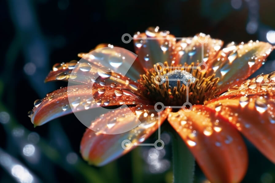 Intra Συλλεκτικό Ξύλινο Παζλ Plywood  4mm - Εκπληκτική εικόνα πορτοκαλιού λουλουδιού με σταγονίδια νερού στα πέταλά του Σε Ξύλινο Κουτί - Διαστάσεις: 10x10 cm – 25 κομμάτια