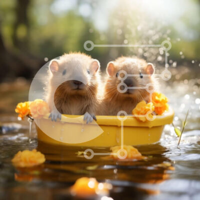 Intra Συλλεκτικό Ξύλινο Παζλ Plywood 4mm - Αξιολάτρευτη εικόνα των Beavers σε μια μπανιέρα Σε Ξύλινο Κουτί - Διαστάσεις: 10x10 cm – 25 κομμάτια - Image 1