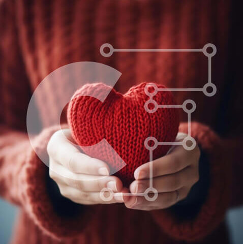 Intra Συλλεκτικό Ξύλινο Παζλ Plywood  4mm - Γυναίκα που κρατά τη διακοσμημένη κόκκινη καρδιά με φροντίδα και στοργή Σε Ξύλινο Κουτί - Διαστάσεις Puzzle: 10x10 cm – 25 κομμάτια - Image 1