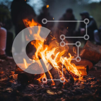 Intra Συλλεκτικό Ξύλινο Παζλ Plywood  4mm - Campfire in the Woods with People Σε Ξύλινο Κουτί - Διαστάσεις: 10x10 cm – 25 κομμάτια - Image 1