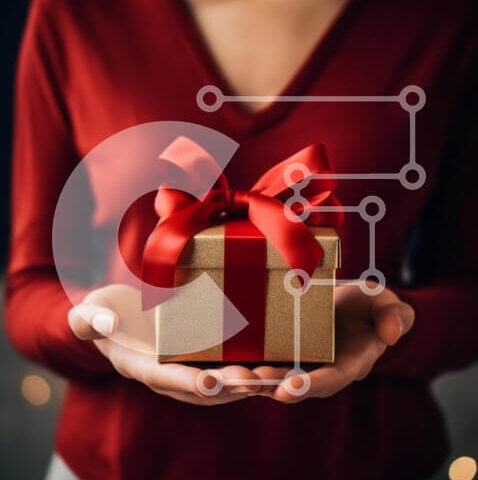 Intra Συλλεκτικό Ξύλινο Παζλ Plywood  4mm - Ενθουσιασμός για τα δώρα: Γυναίκα με κόκκινο κουτί δώρου Σε Ξύλινο Κουτί - Διαστάσεις: 10x10 cm – 25 κομμάτια - Image 1