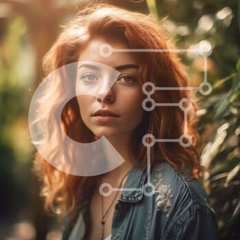 Intra Συλλεκτικό Ξύλινο Παζλ Plywood  4mm - Πορτρέτο μιας κοκκινομάλλας γυναίκας που φορά ένα τζιν μπουφάν Σε Ξύλινο Κουτί - Διαστάσεις Puzzle: 10x10 cm – 25 κομμάτια - Image 1