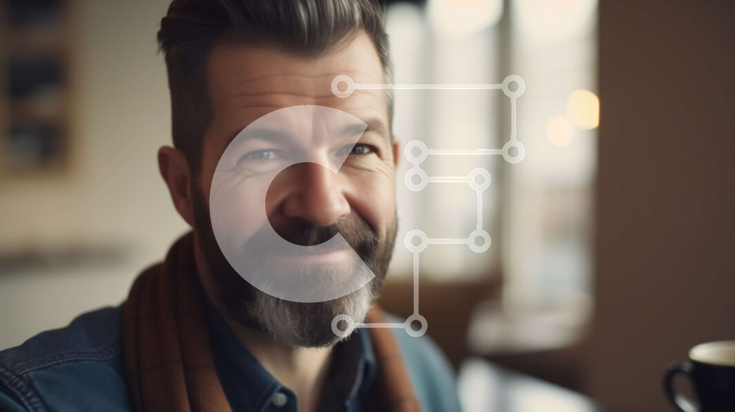 Intra Συλλεκτικό Ξύλινο Παζλ Plywood  4mm - Ευτυχισμένος άνδρας που χαμογελά στην κάμερα απολαμβάνοντας τον καφέ Σε Ξύλινο Κουτί - Διαστάσεις Puzzle: 10x10 cm – 25 κομμάτια