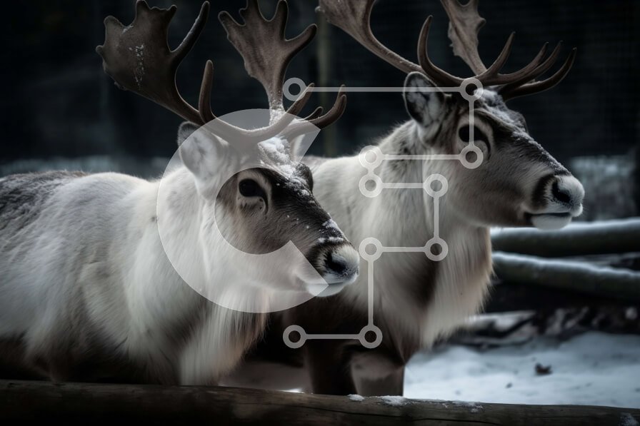 Intra Συλλεκτικό Ξύλινο Παζλ Plywood  4mm - Αξιολάτρευτη εικόνα δύο ταράνδων που στέκονται σε ένα χιονισμένο περίβλημα Σε Ξύλινο Κουτί - Διαστάσεις: 10x10 cm – 25 κομμάτια